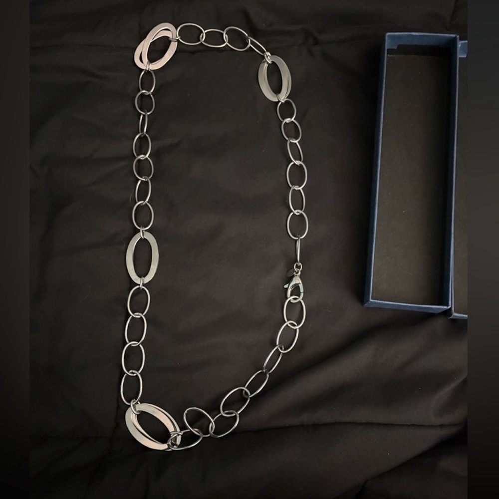 Milor Black and Silver Oval Link Necklace